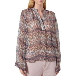 Joie Blouse Women's XS Pink 100% Silk Bezona Long‎ Sleeve V Neck Relax Fit Boho